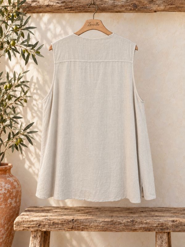 Chalequillo de lino oversize beige