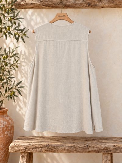 Chalequillo de lino oversize beige