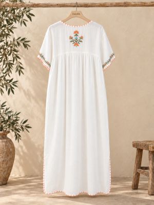 Vestido flores salmon y turquesa 2