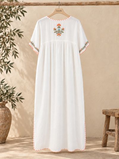 Vestido flores salmon y turquesa