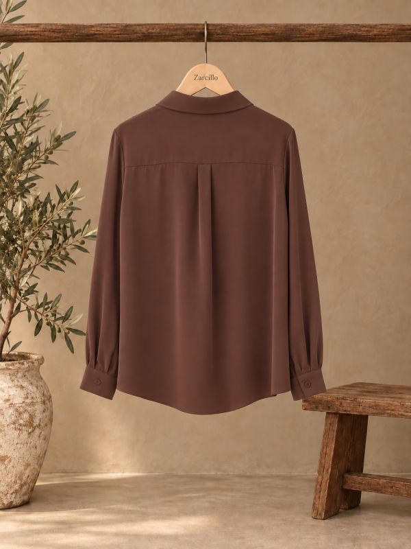 Blusa satén marrón