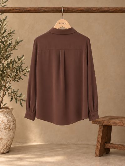 Blusa satén marrón