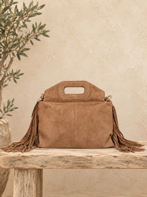 Bolso de piel de ante enflecado marrón 2