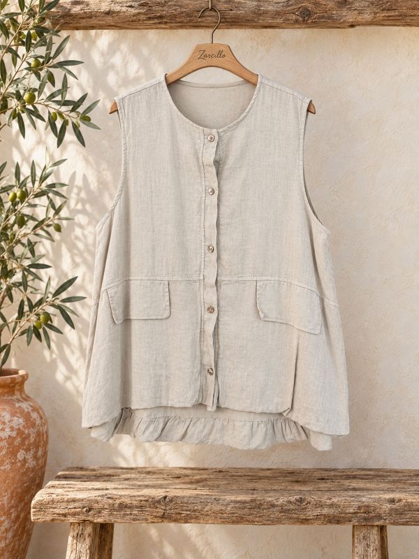Chalequillo de lino oversize beige
