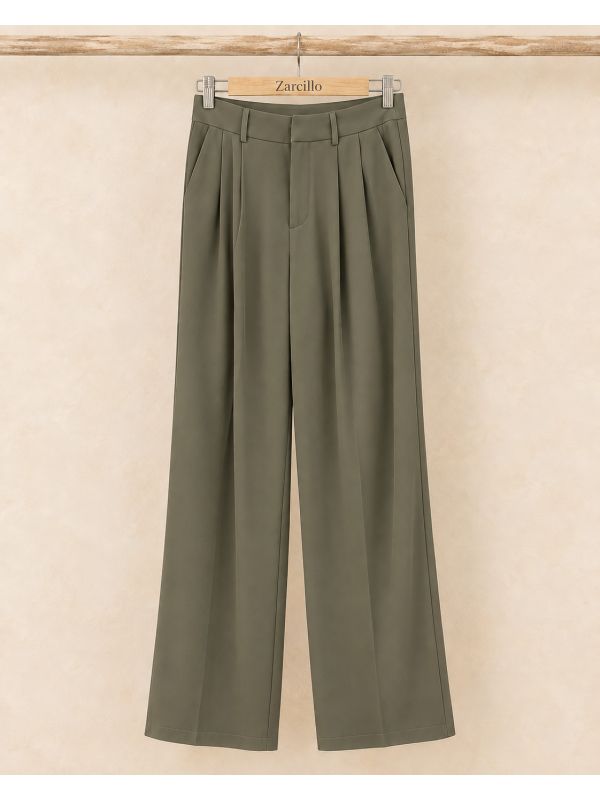 Pantalón palazzo pinza color verde