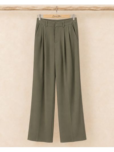 Pantalón palazzo pinza color verde