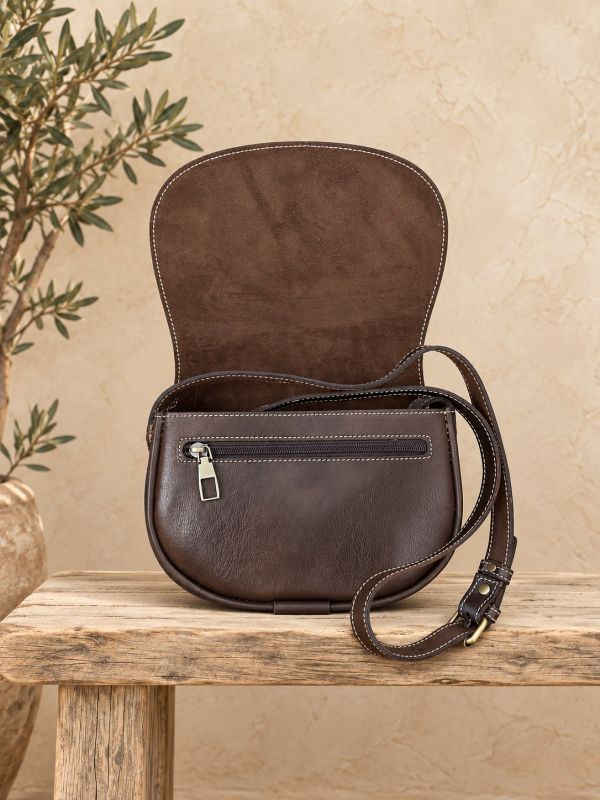 Bolso rociero piel marron 1