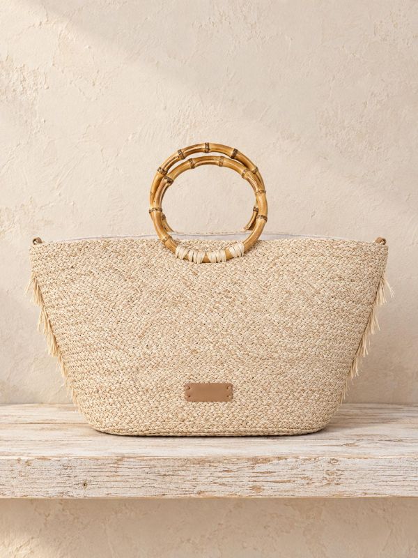 Bolso rafia castaño