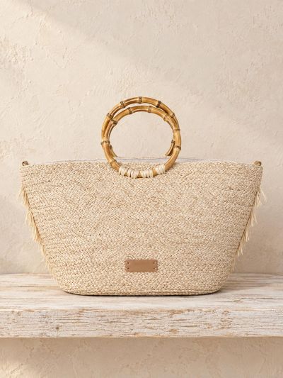 Bolso rafia castaño