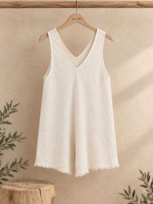 Blusa cruda lino bajo desflecado