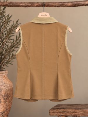 Chalequillo camel bolsillo combinado. 2