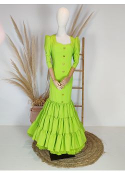 Traje de flamenca sirena verde lima